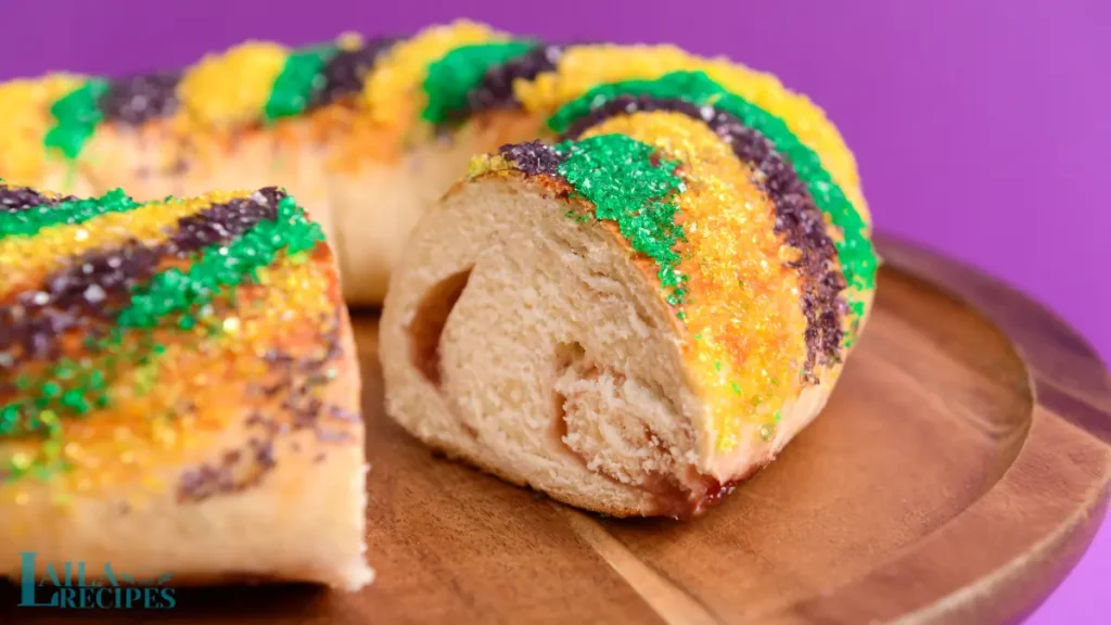 Ingredients for King Cake, including flour, sugar, and butter.