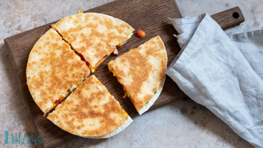 Quesadilla wedges served with guacamole.