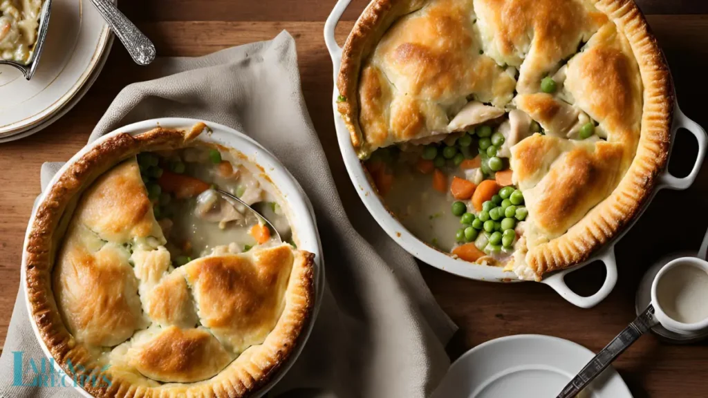 A golden-brown Easy Chicken Pot Pie fresh out of the oven.