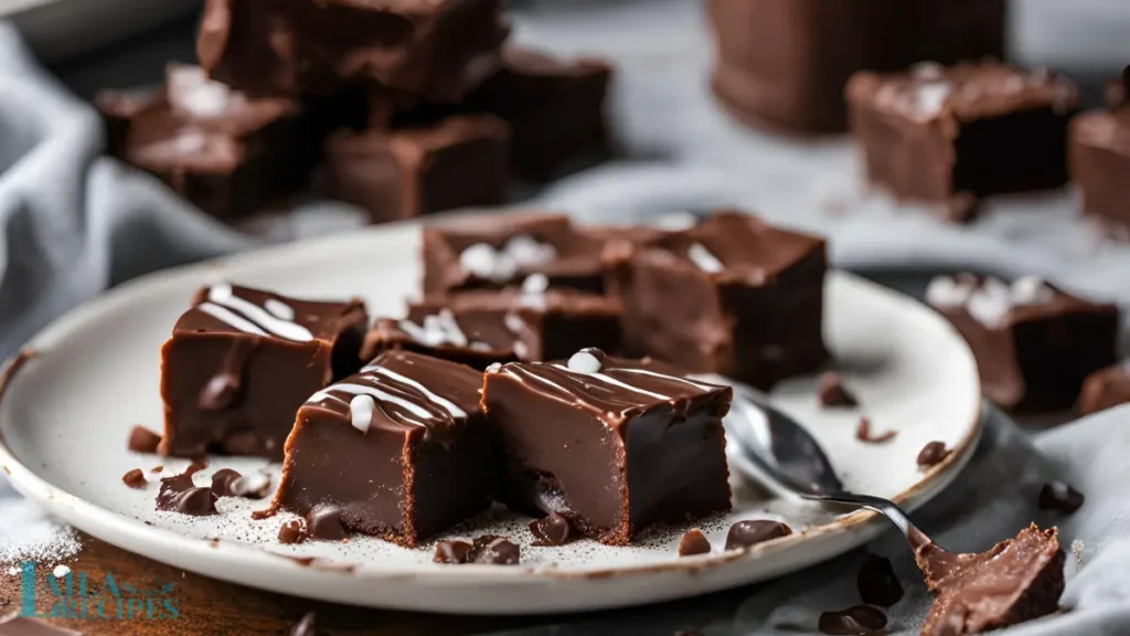 Pouring fudge mixture into baking pan