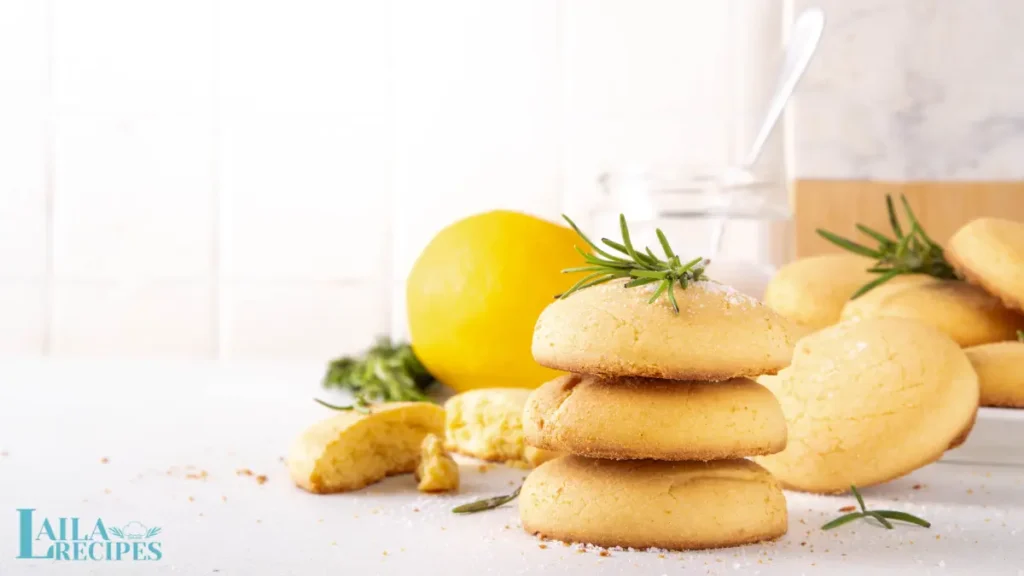 Lemon cookies with powdered sugar coating