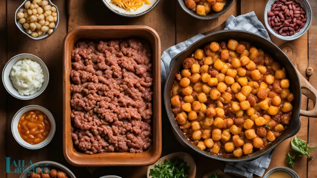 Ingredients for Cowboy Casserole laid out on a counter.